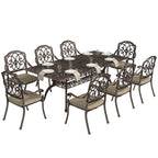 Outsunny 9-Piece Cast Aluminium Dining Set Bronze Patio