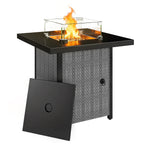 Outsunny Gas Fire Pit Table 11.7KW with Wind Guard Black