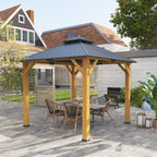 Outsunny Hardtop Gazebo Wood Frame Grey 3x3m