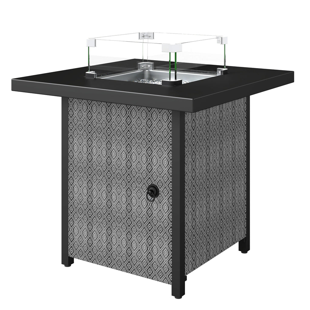 Outsunny Gas Fire Pit Table 11.7KW with Wind Guard Black