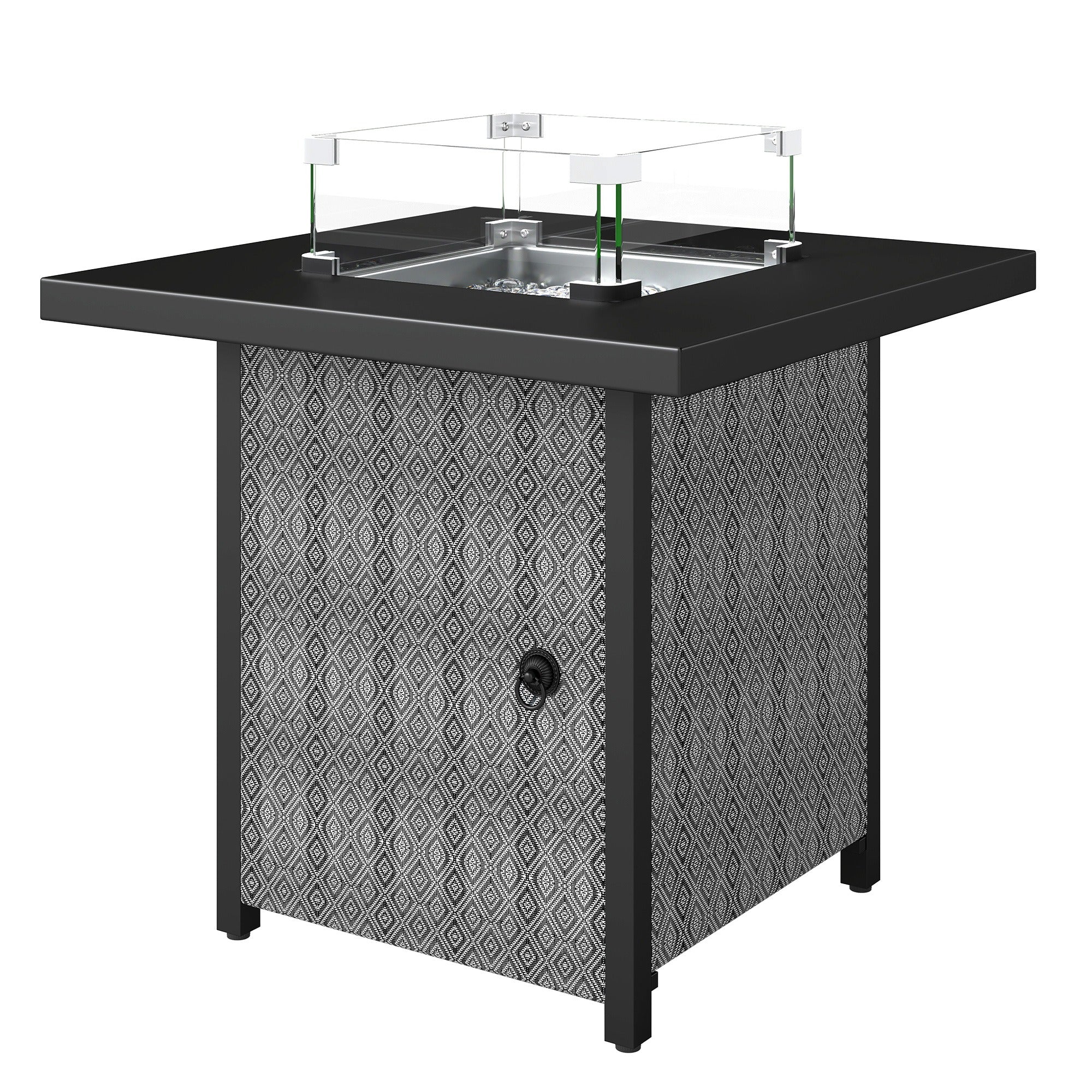 Outsunny Gas Fire Pit Table 11.7KW with Wind Guard Black