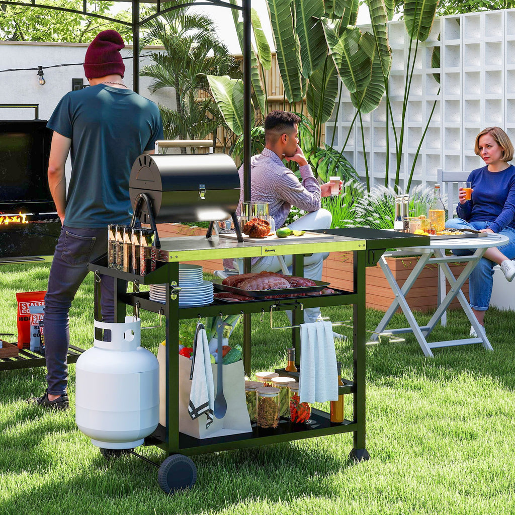Outsunny BBQ Grill Table Stainless Steel Black