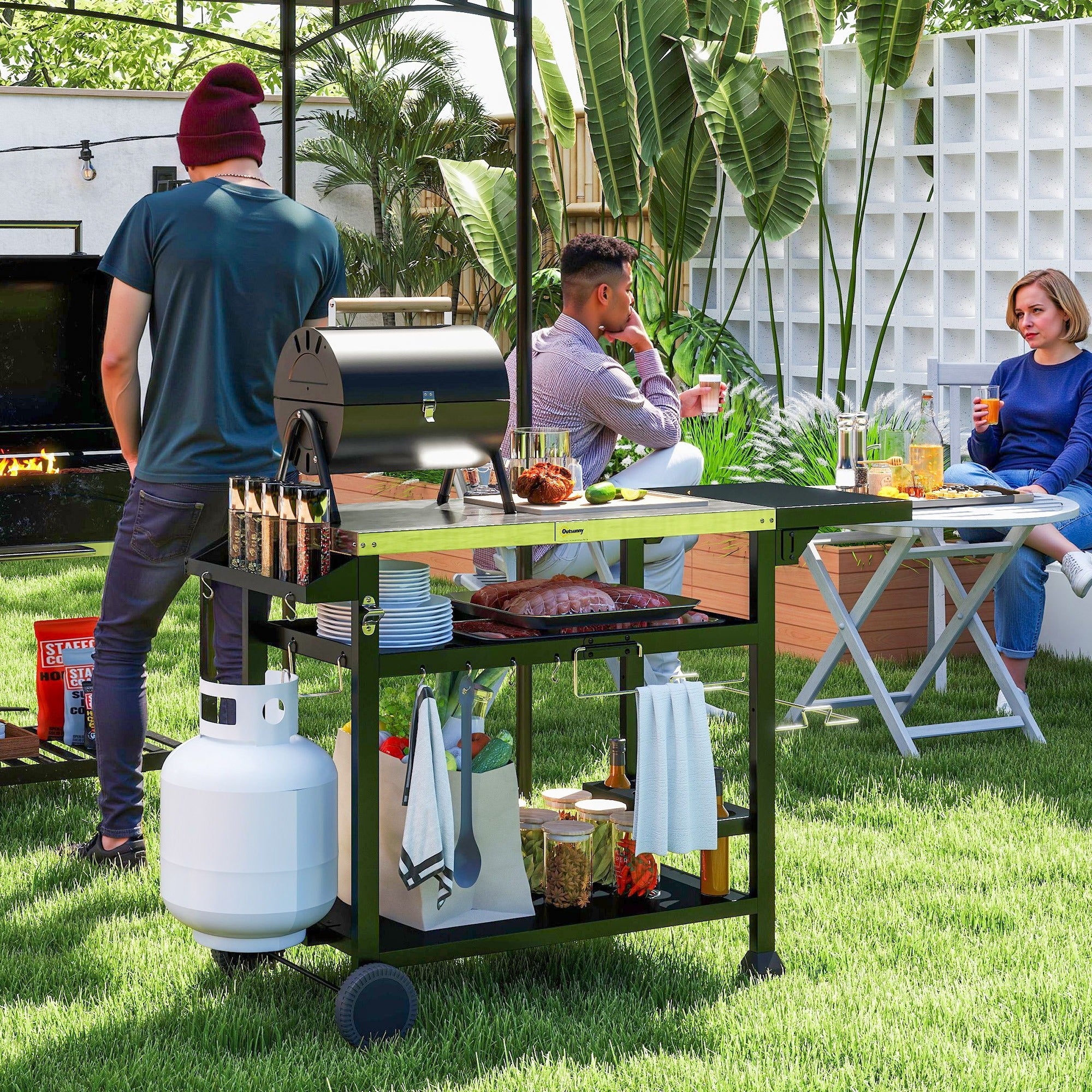 Outsunny Portable Foldable Charcoal BBQ Grill Yellow