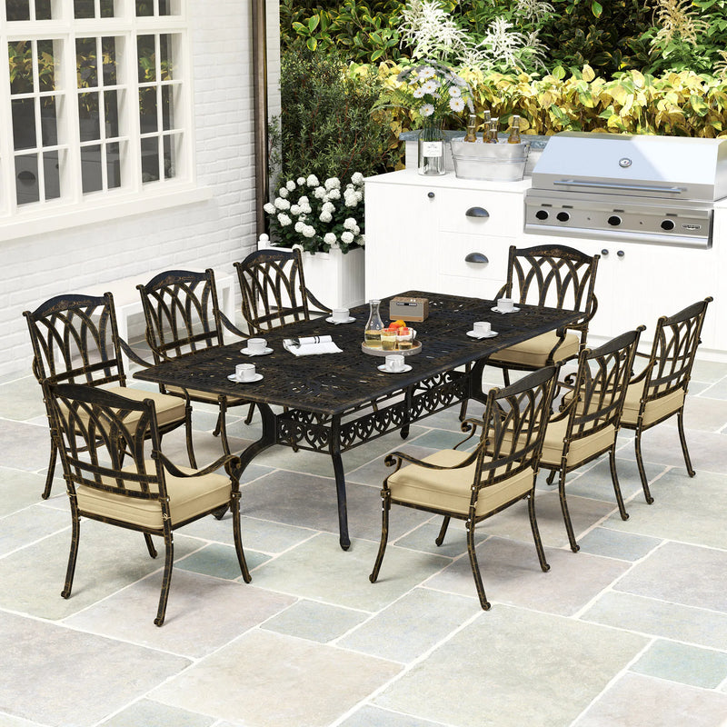 Garden Dining Set 220L x 106W x 72Hcm Bronze Tone