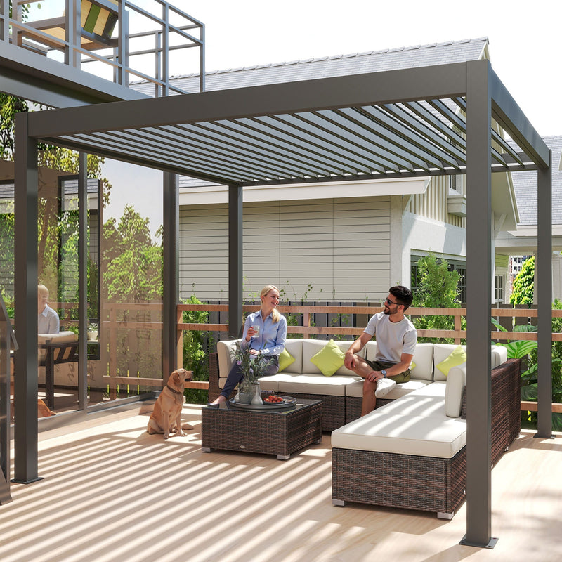 Outsunny Electric Aluminium Pergola with LED Lights 3x3m