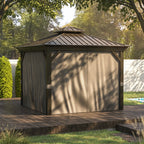 Outsunny Hardtop Gazebo Aluminium Dark Grey 3.65x3m
