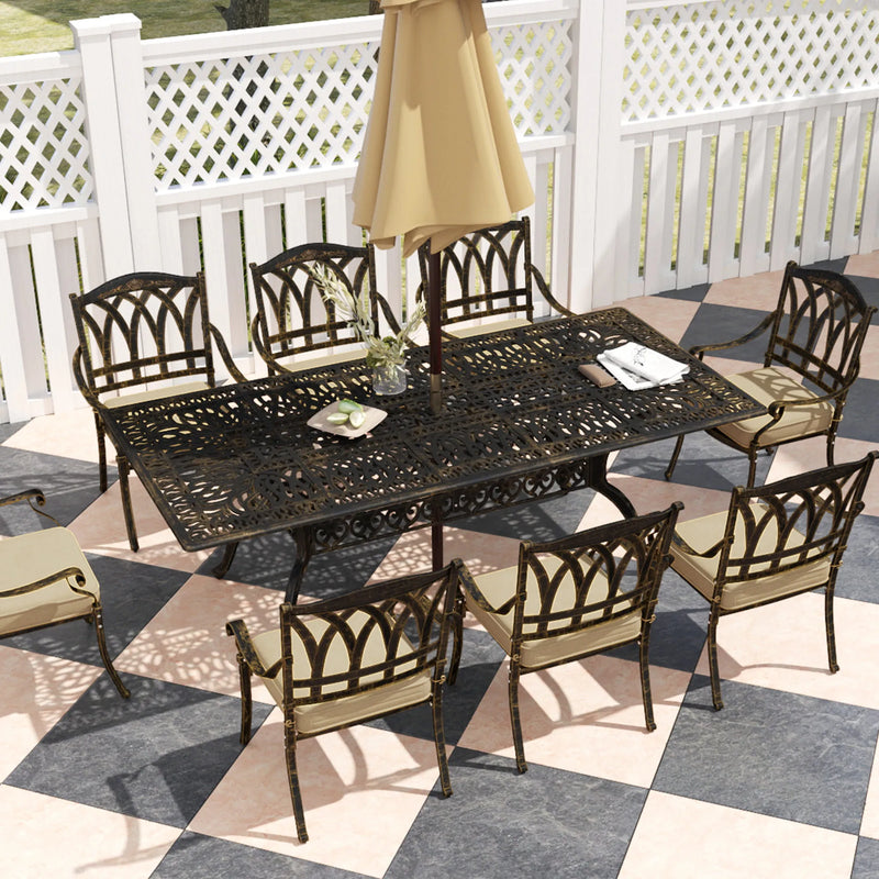 Garden Dining Set 220L x 106W x 72Hcm Bronze Tone