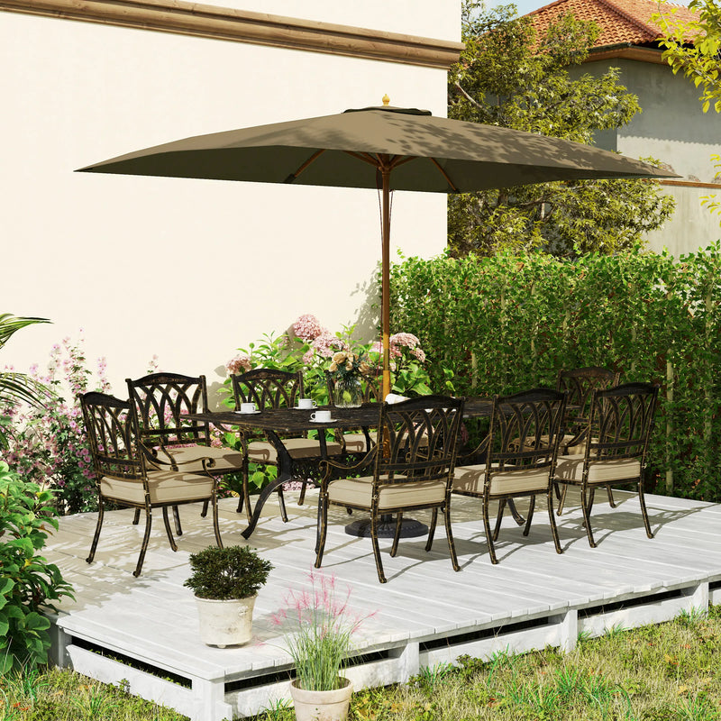 Garden Dining Set 220L x 106W x 72Hcm Bronze Tone