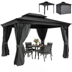 Outsunny Hardtop Gazebo Aluminium Dark Grey 3.65x3m