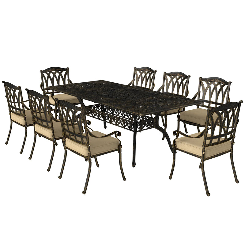 Garden Dining Set 220L x 106W x 72Hcm Bronze Tone