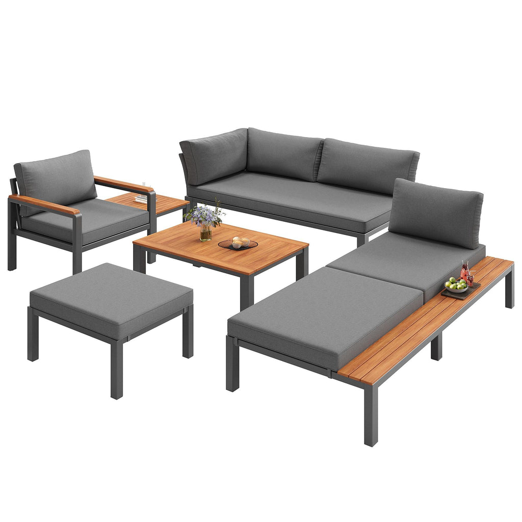 Modular Outdoor Garden Sofa Set with Aluminium Frame - Grey | Outsunny