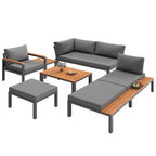 Modular Outdoor Garden Sofa Set with Aluminium Frame - Grey | Outsunny