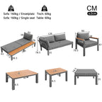 Modular Outdoor Garden Sofa Set with Aluminium Frame - Grey | Outsunny