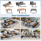 Modular Outdoor Garden Sofa Set with Aluminium Frame - Grey | Outsunny