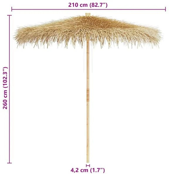 vidaXL Garden Parasol | Brown | Bamboo pole, Banana leaf roof | 270 cm diameter