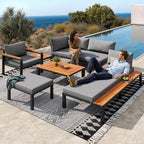 Modular Outdoor Garden Sofa Set with Aluminium Frame - Grey | Outsunny