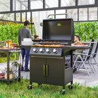 Outsunny 4+1 Burner Gas BBQ Grill Outdoor Barbecue Trolley with Wheels and Storage