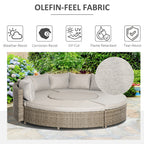 Outsunny 5 Pieces Outdoor PE Rattan Round Garden Daybed with Cushions