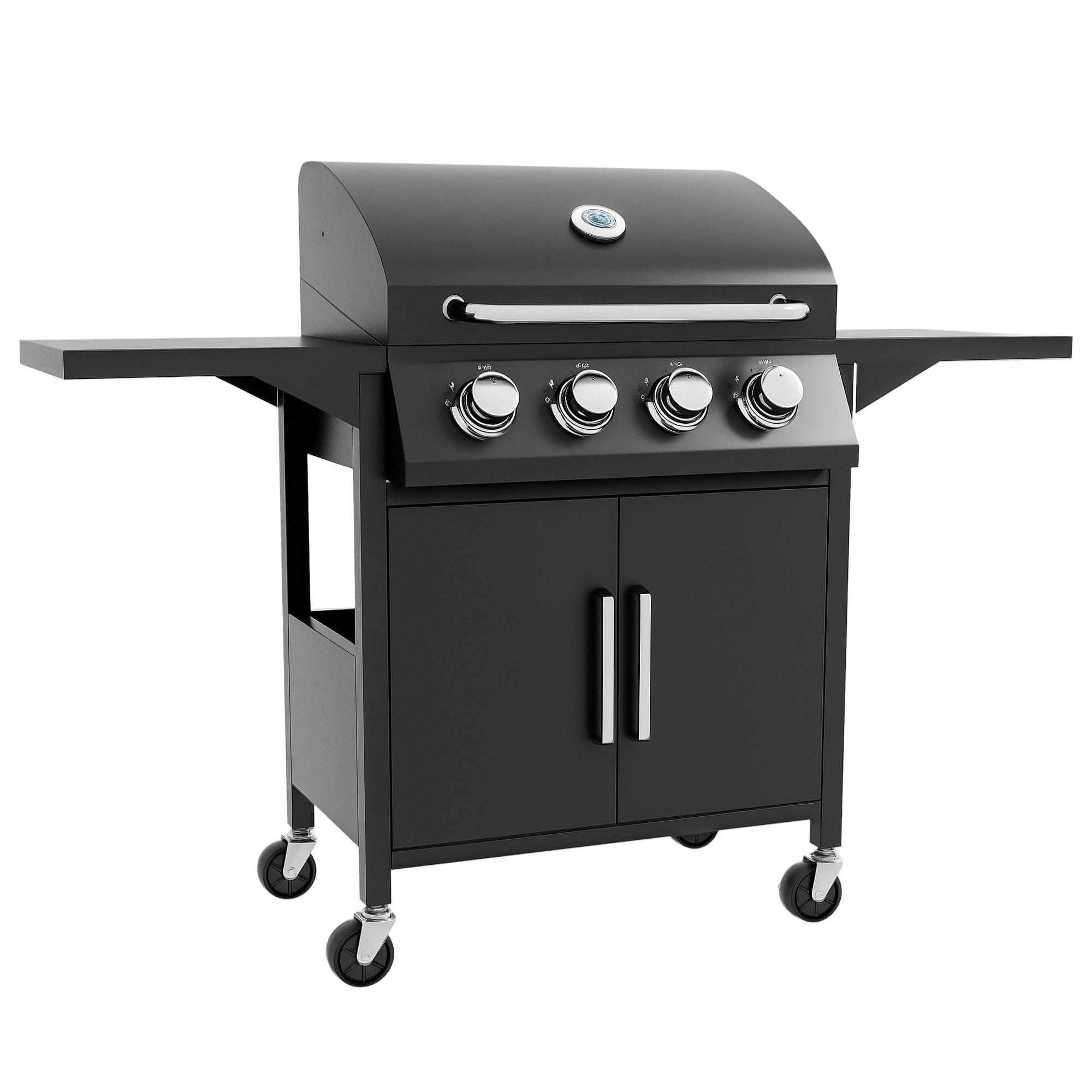 Outsunny 4+1 Burner Gas BBQ Grill Outdoor Barbecue Trolley with Wheels and Storage