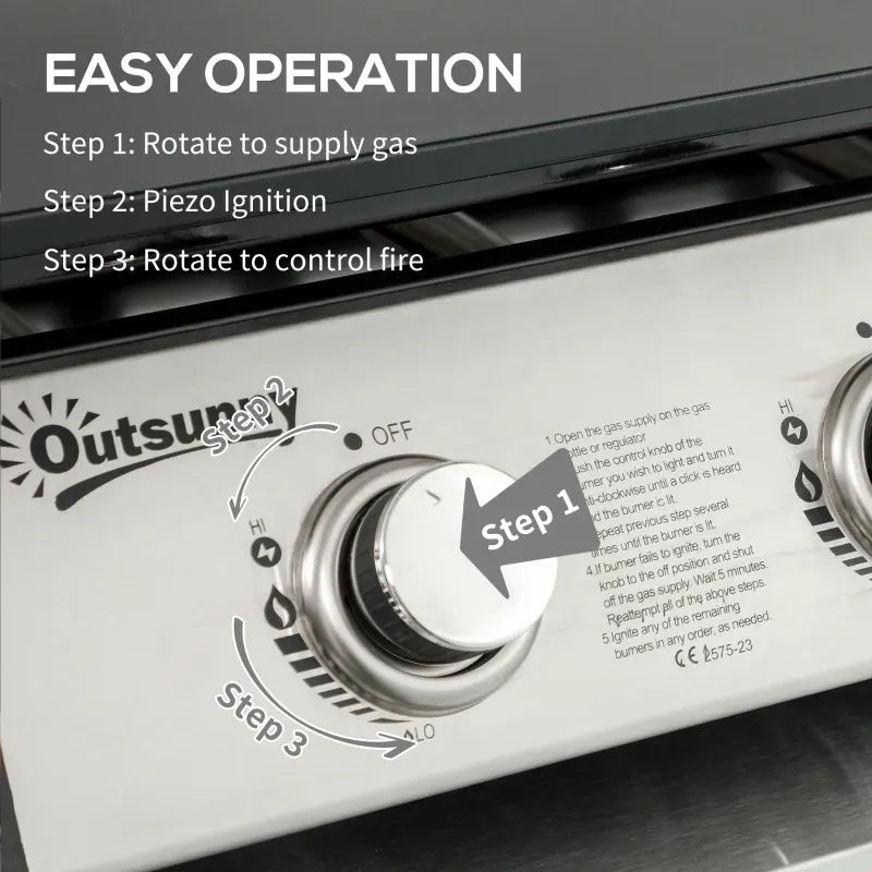 Outsunny 3 Burner Gas BBQ Grill with Lid Black