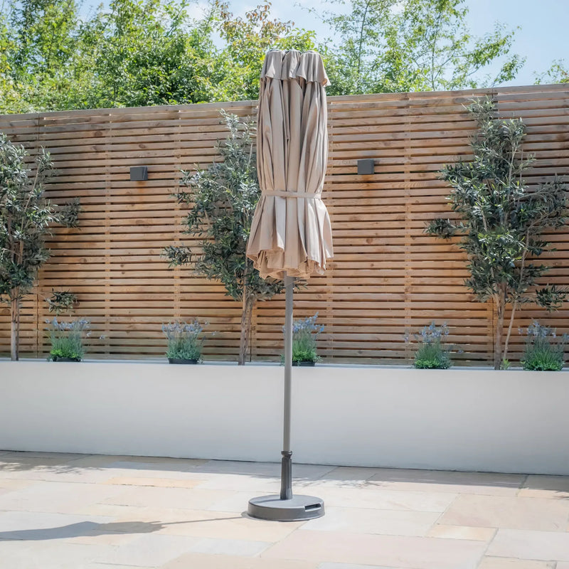 Maze - Apollo Solar LED 3m Round Rotating Cantilever Parasol with Base - Oil Green