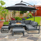 Outsunny 6-Piece Aluminium Garden Sofa Set with Fire Pit Grey