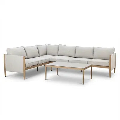 Maze Burford 6 Seat Aluminium Rectangular Dining Set - Almond