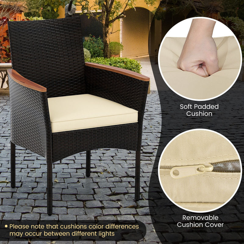 Costway 7-Piece PE Rattan Outdoor Patio Dining Set | Yard Garden Poolside | Brown | HW73139BN