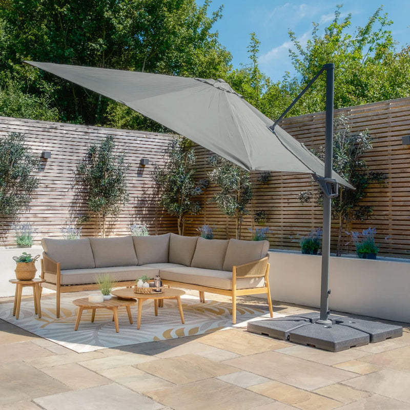 Maze - Helios 3m x 3m Square Rotating Cantilever Parasol with Base - Oil Green
