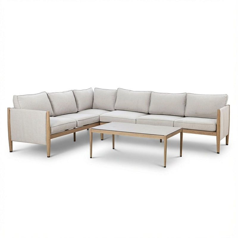 Maze - Burford Large Aluminium Corner Sofa Set with Rectangular Coffee Table - Beige