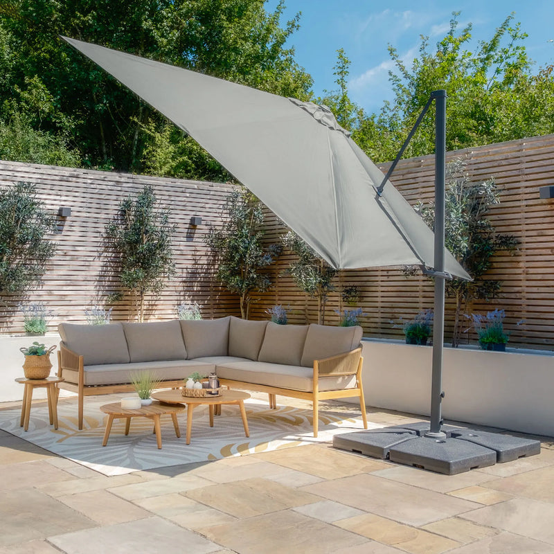Maze - Helios 3m x 3m Square Rotating Cantilever Parasol with Base - Oil Green