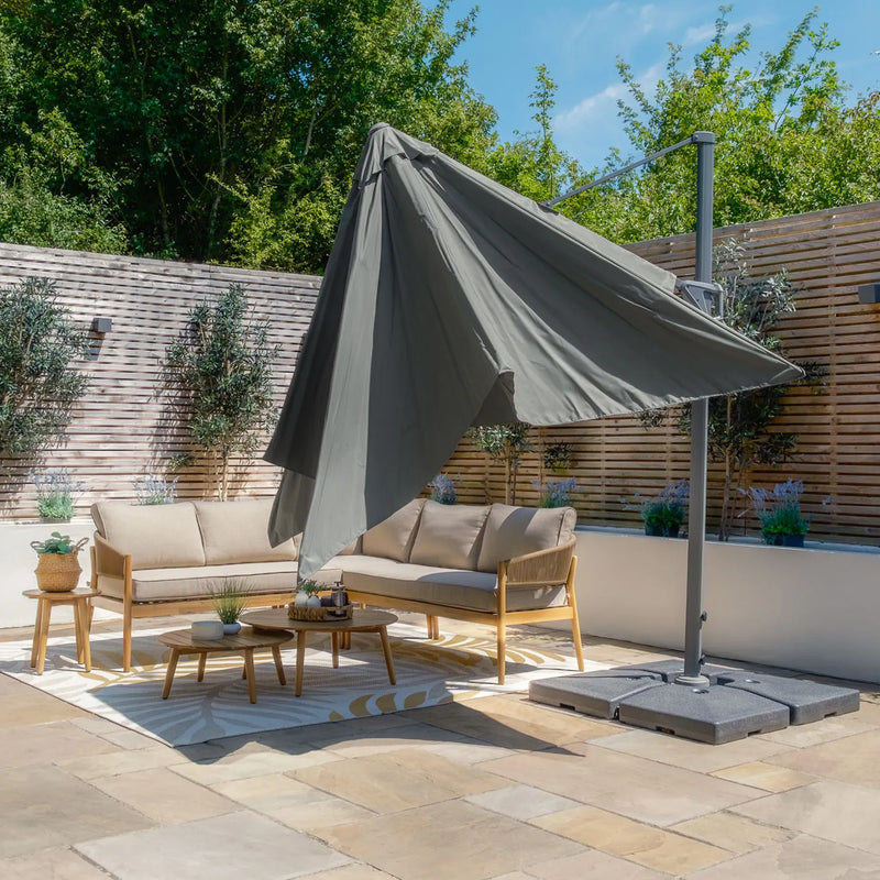 Maze - Helios 3m x 3m Square Rotating Cantilever Parasol with Base - Oil Green