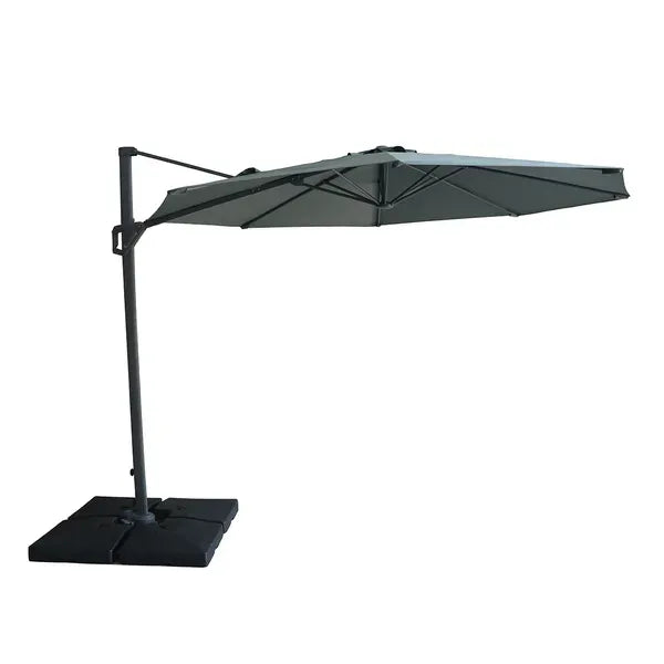 Maze - Helios 3m Round Rotating Cantilever Parasol with Base - Oil Green