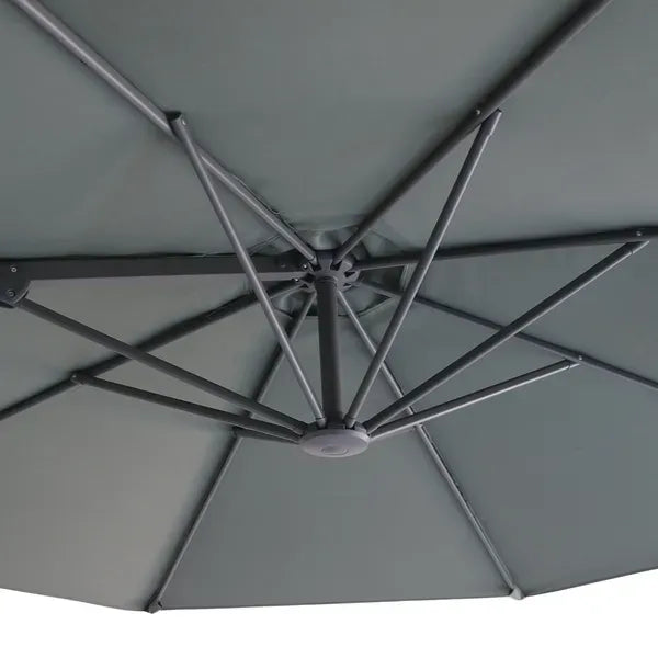 Maze - Helios 3m Round Rotating Cantilever Parasol with Base - Oil Green