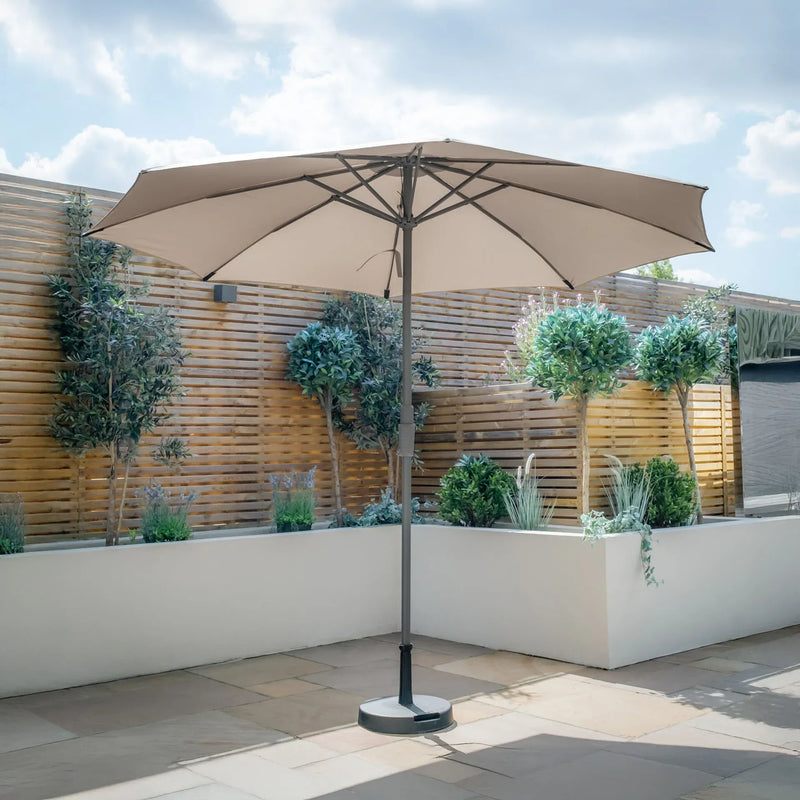 Maze - Capri 2.7m Round Tilting Parasol with Crank Handle - Clay Beige