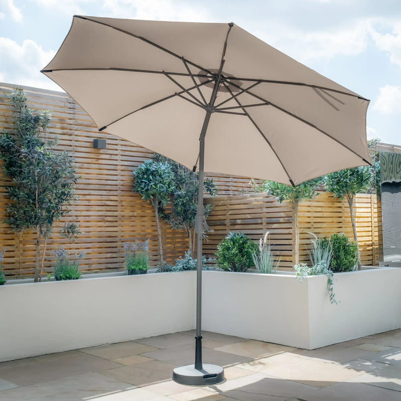Maze - Capri 2.7m Round Tilting Parasol with Crank Handle - Clay Beige