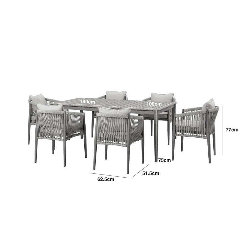 Maze - Havana Rope Weave 6 Seat Rectangular Dining Set