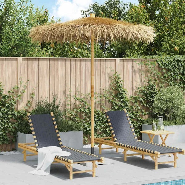 vidaXL Garden Parasol | Brown | Bamboo pole, Banana leaf roof | 270 cm diameter
