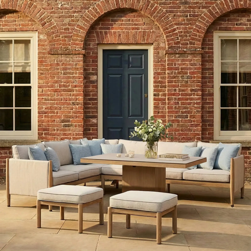 Maze - Burford Large Aluminium Corner Sofa Set with Rectangular Coffee Table - Beige