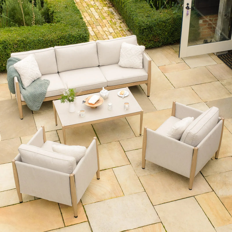 Maze - Burford Large Aluminium Corner Sofa Set with Rectangular Coffee Table - Beige