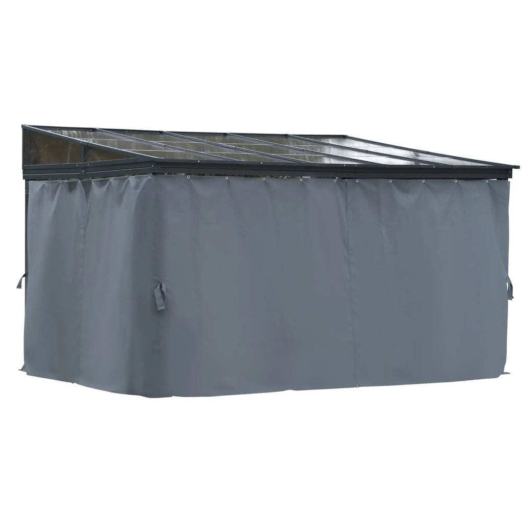 Outsunny 4x3m Outdoor Hardtop Gazebo with Curtains Lean-to Aluminium