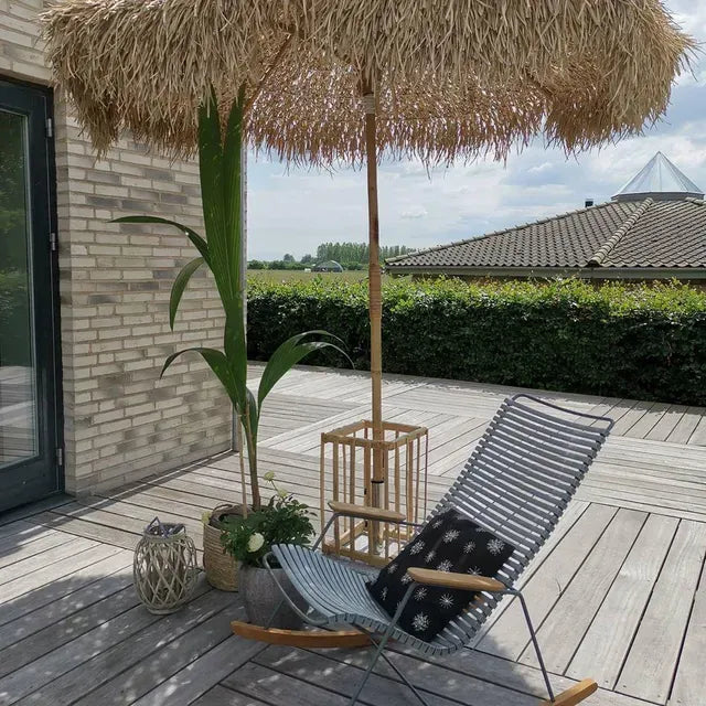 vidaXL Garden Parasol | Brown | Bamboo pole, Banana leaf roof | 270 cm diameter
