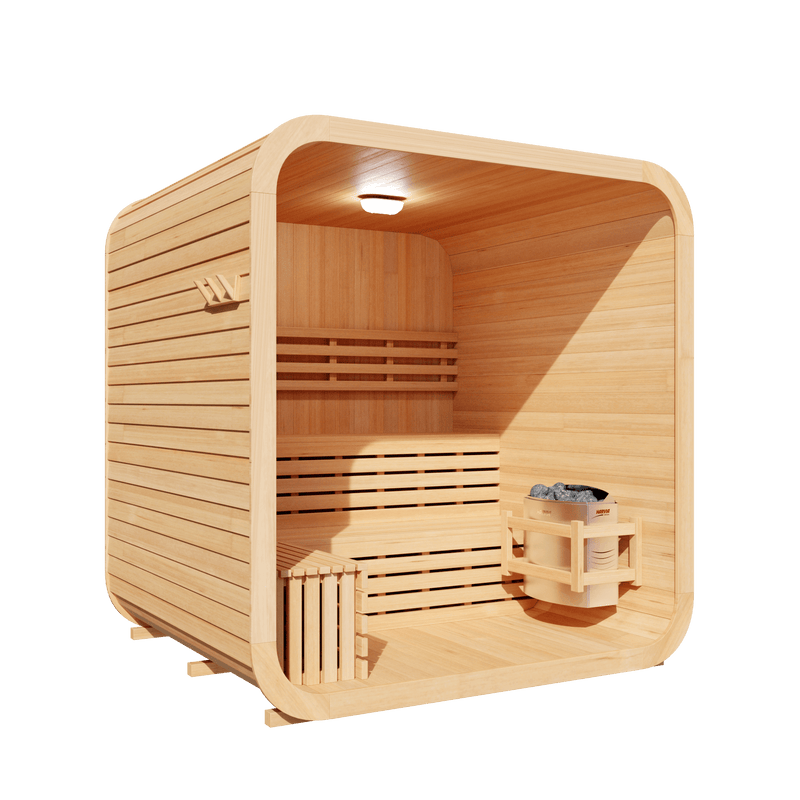 KOVE Cube Sauna 3–4 Person Outdoor Sauna – Premium Spruce Wood, 6kW Harvia Heater - image 6