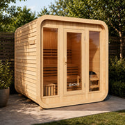 KOVE Cube Sauna 3–4 Person Outdoor Sauna – Premium Spruce Wood, 6kW Harvia Heater