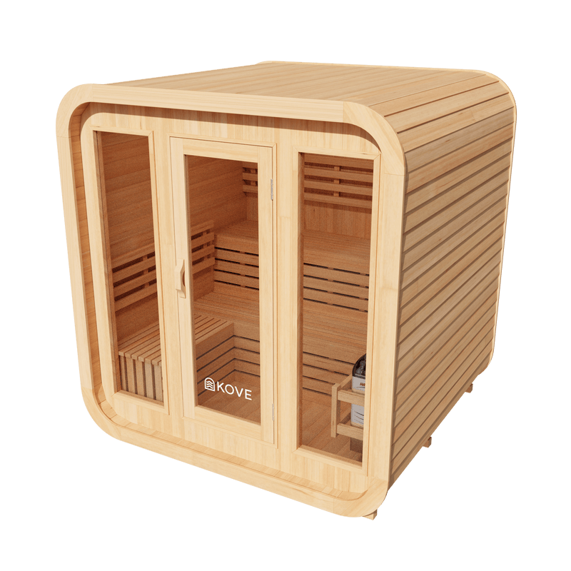 KOVE Cube Sauna 3–4 Person Outdoor Sauna – Premium Spruce Wood, 6kW Harvia Heater - image 5