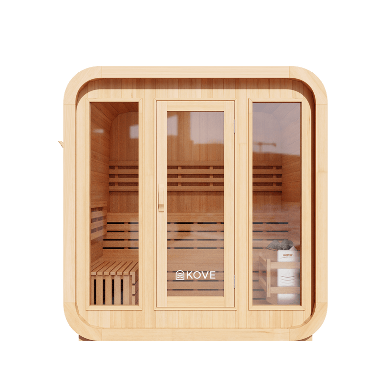 KOVE Cube Sauna 3–4 Person Outdoor Sauna – Premium Spruce Wood, 6kW Harvia Heater - image 3