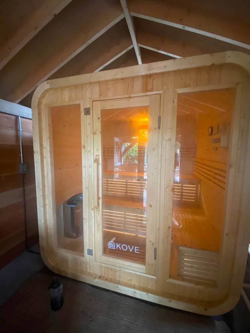 KOVE Cube Sauna 3–4 Person Outdoor Sauna – Premium Spruce Wood, 6kW Harvia Heater - image 13