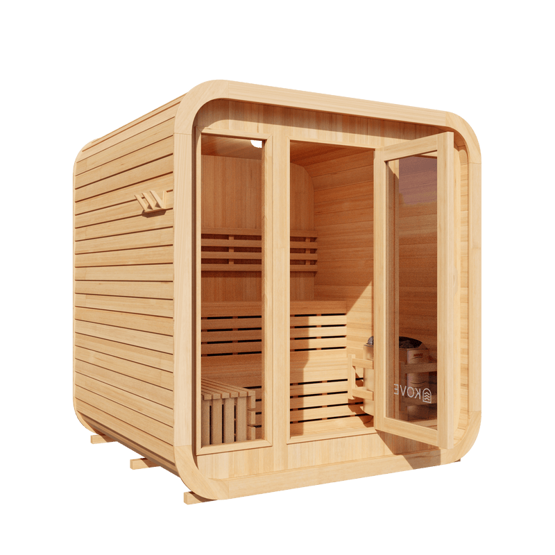 KOVE Cube Sauna 3–4 Person Outdoor Sauna – Premium Spruce Wood, 6kW Harvia Heater - image 4