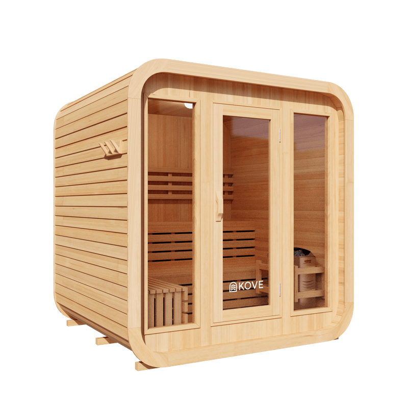 KOVE Cube Sauna 3–4 Person Outdoor Sauna – Premium Spruce Wood, 6kW Harvia Heater - image 2