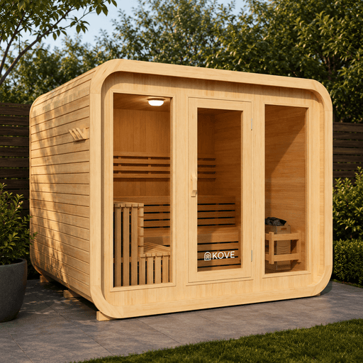 KOVE Cube Sauna 5–6 Person Outdoor Sauna – Premium Spruce Wood, 8kW Harvia Heater